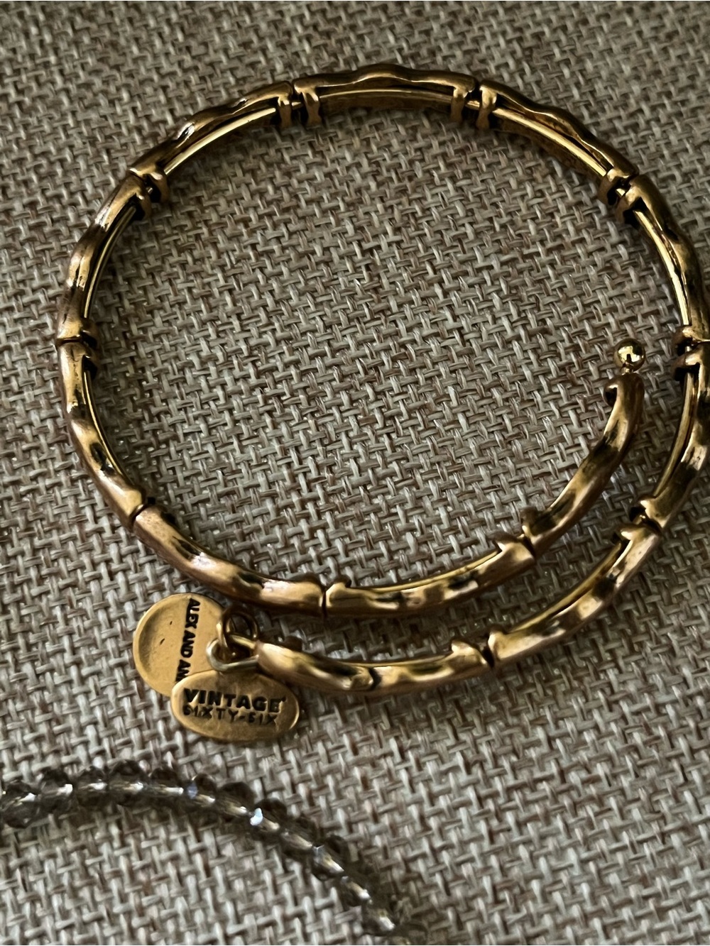 Alex and Ani Gold and Silver Mixed Metal Bracelet Trio with Olive-Green Beads - Picture 5 of 10